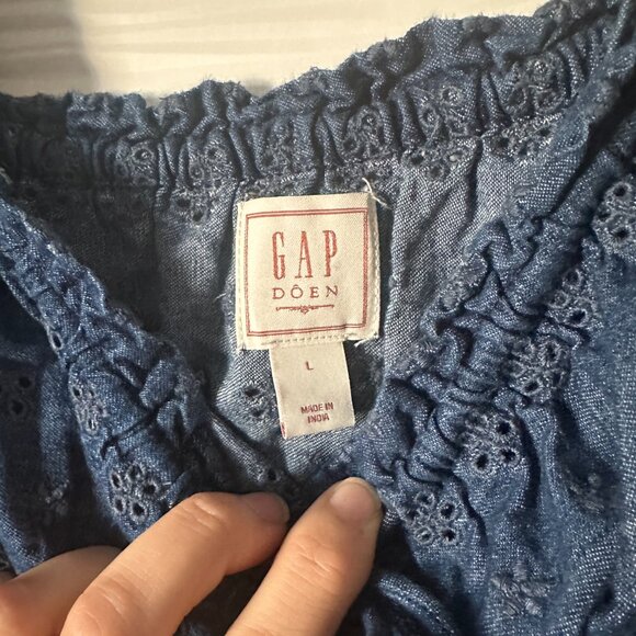 GAP X Doen Eyelet Maxi Dress in Denim Blue - Picture 6 of 7